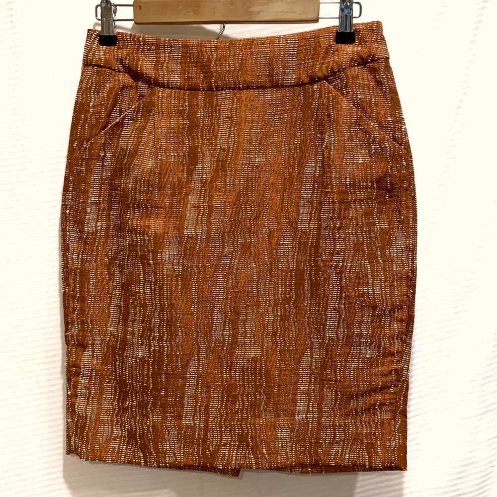 J. Crew Pencil Skirt Burnt Orange & cream size 2